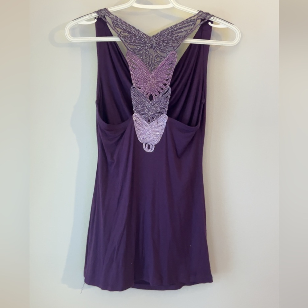 Wet Seal Purple Top with Lace Detail - Picture 3 of 5